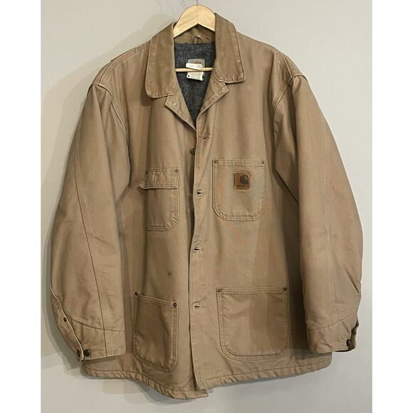 Vintage Carhartt Coat USA Mens Blanket Lined Brown Chore Jacket USA Made Mens XL - Picture 1 of 14